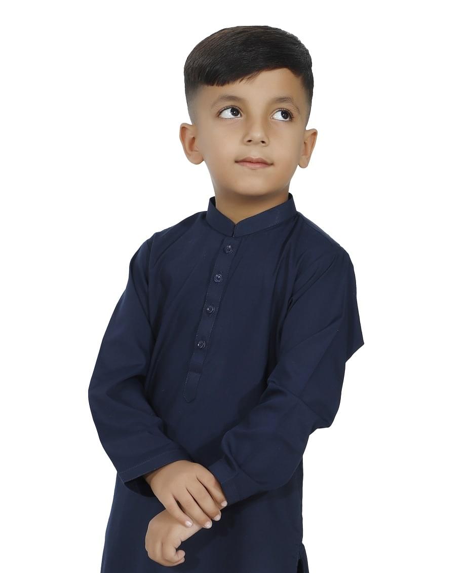 Kids Navy Blue Shalwar Kameez - Image 2