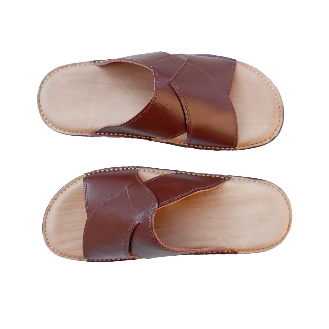 Comfort Soft Handmade Brown Leather Slippers